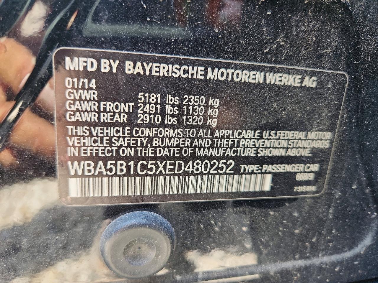 2014 Bmw 535 I Black vin: WBA5B1C5XED480252