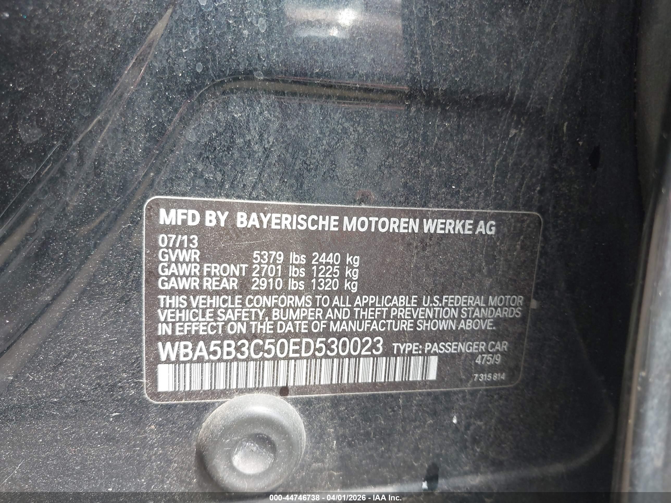 2014 Bmw 535i Xdrive Black vin: WBA5B3C50ED530023