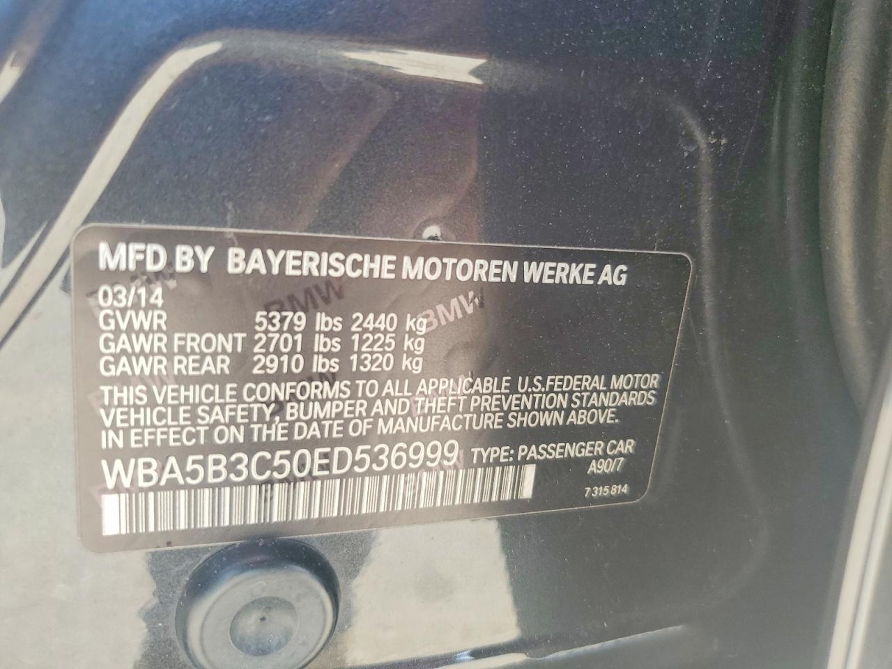 2014 Bmw 535 Xi Gray vin: WBA5B3C50ED536999