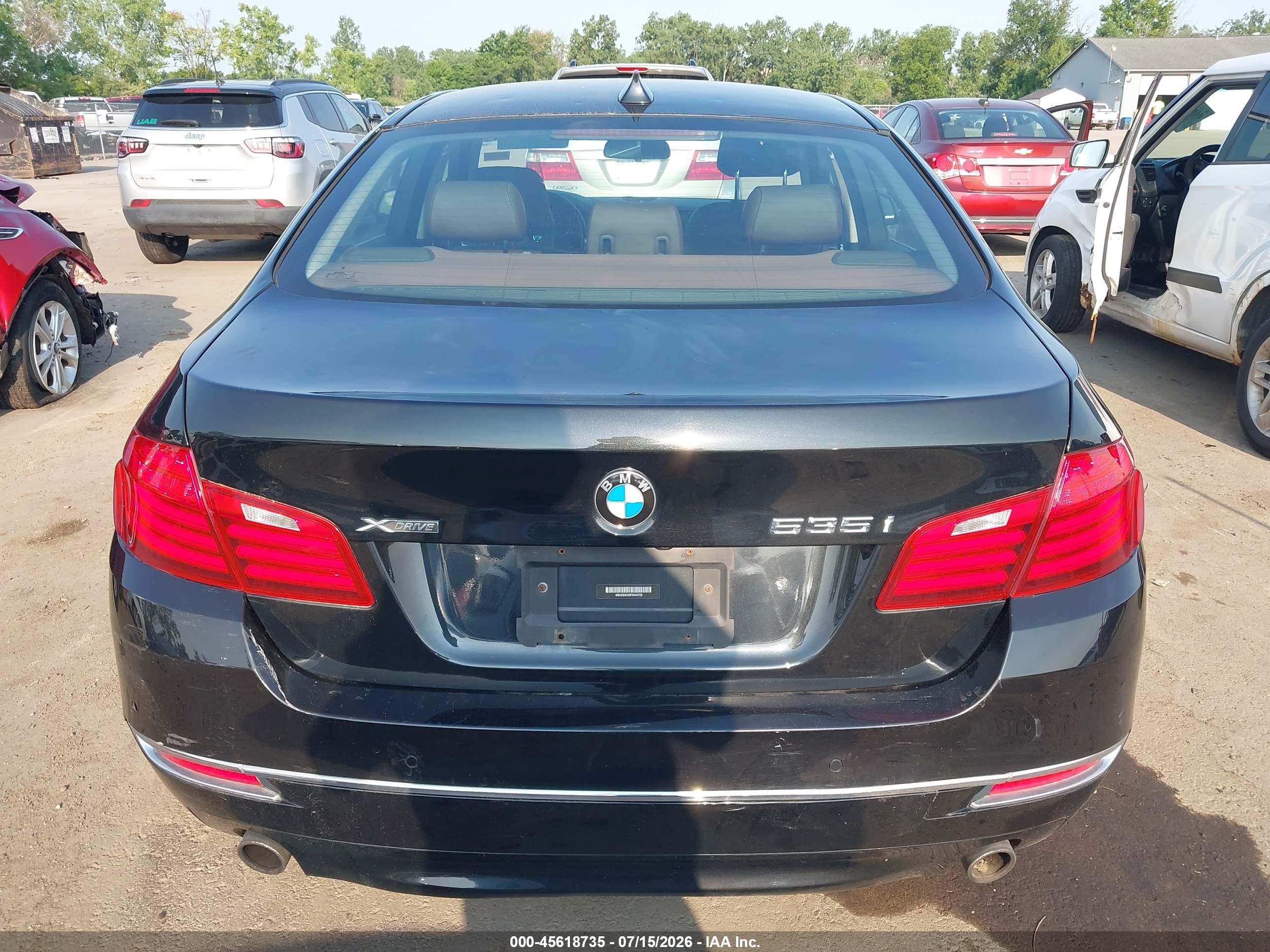2015 Bmw 535i Xdrive Black vin: WBA5B3C50FD544702