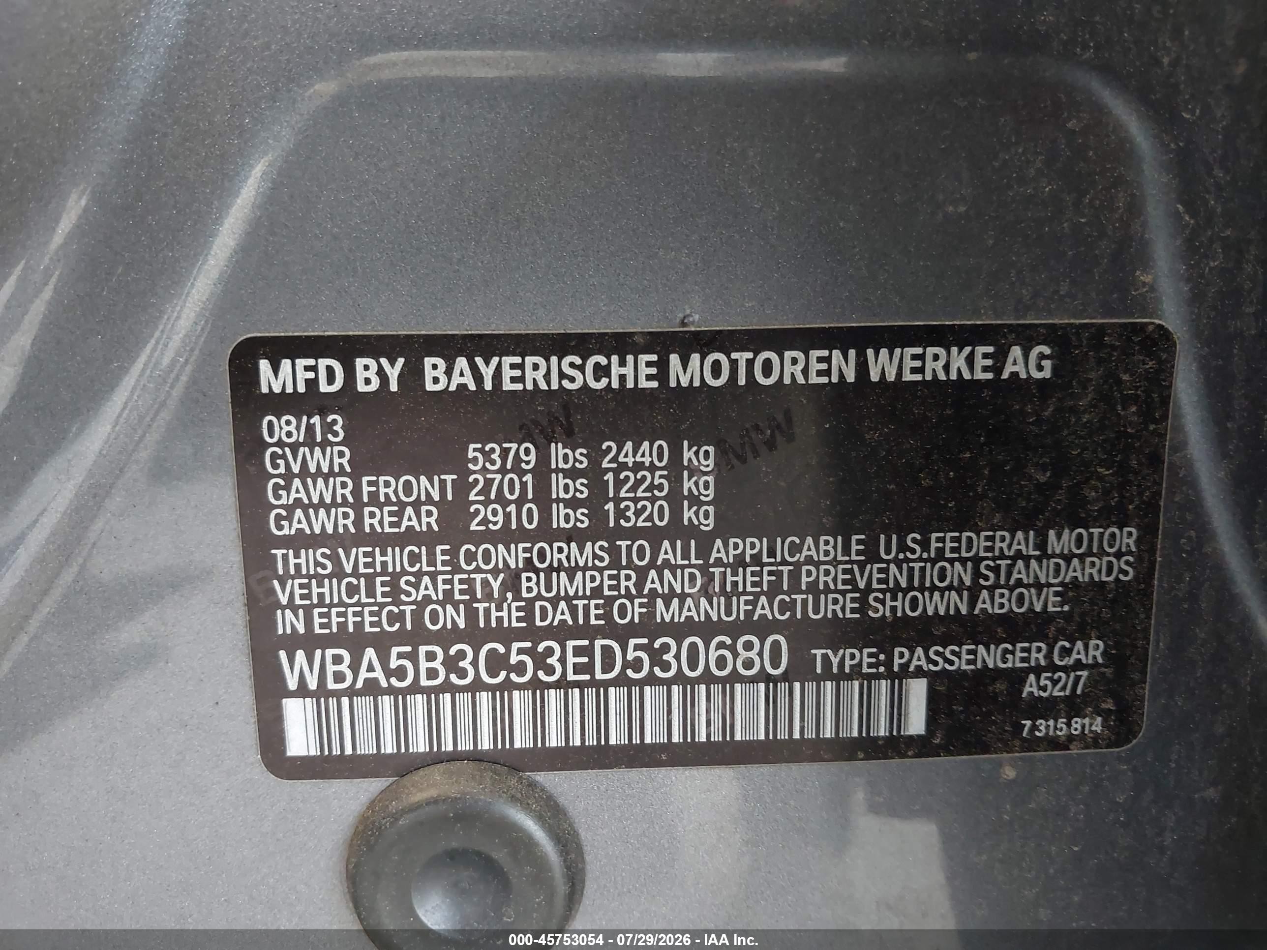 2014 Bmw 535i Xdrive Gray vin: WBA5B3C53ED530680
