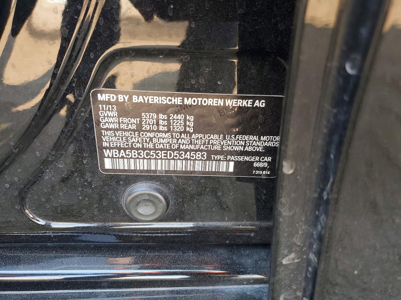 2014 Bmw 535 Xi Black vin: WBA5B3C53ED534583