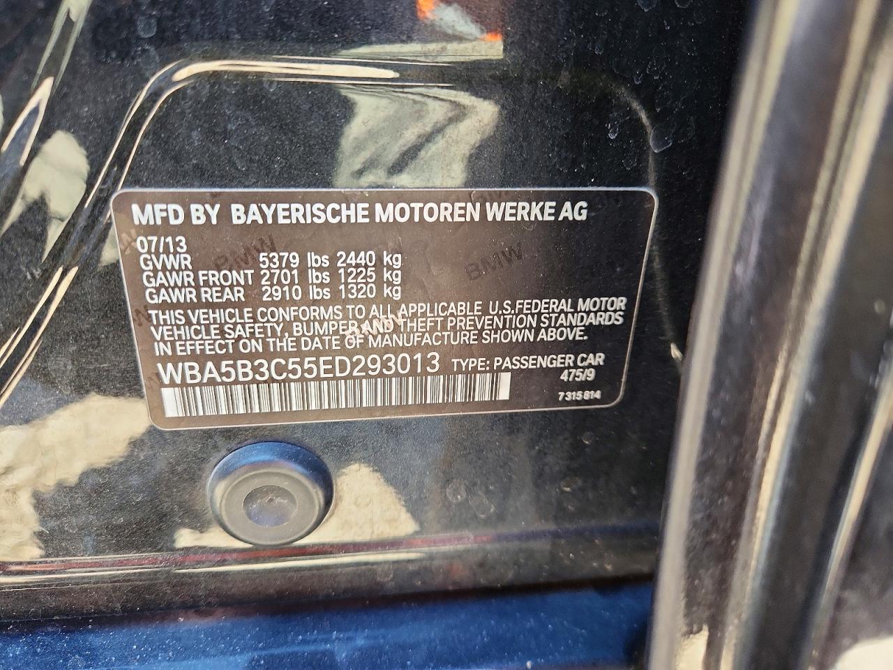 2014 Bmw 535 Xi Gray vin: WBA5B3C55ED293013