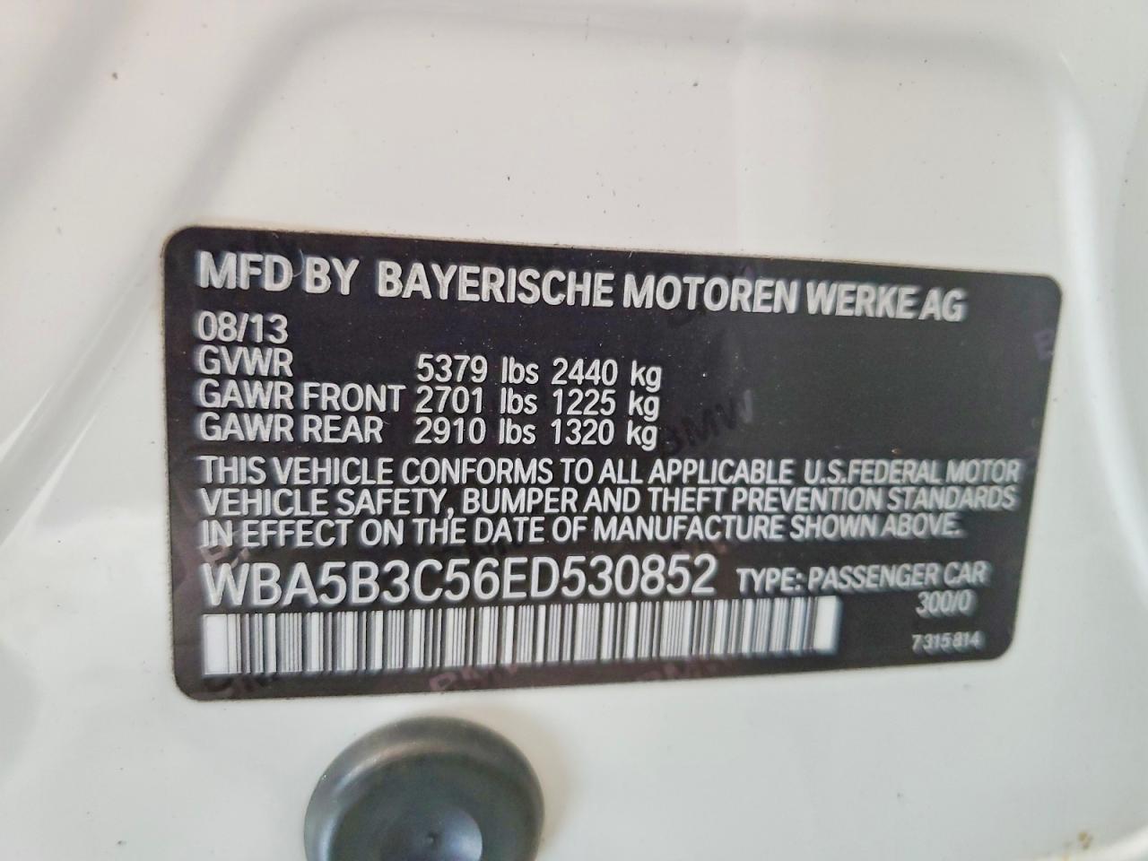 2014 Bmw 535 Xi Белый vin: WBA5B3C56ED530852