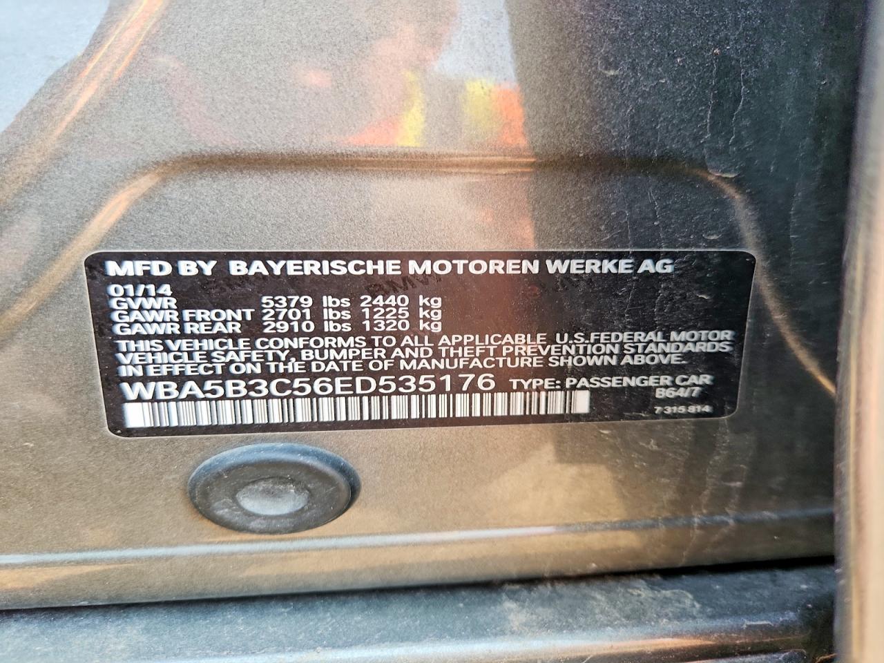 2014 Bmw 535 Xi Gray vin: WBA5B3C56ED535176