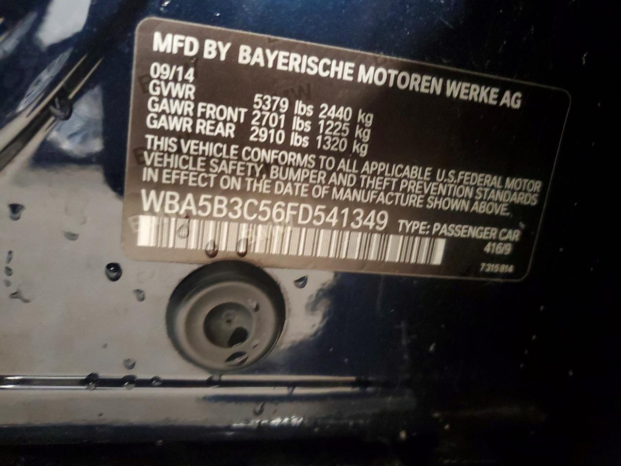2015 Bmw 535 Xi Синий vin: WBA5B3C56FD541349