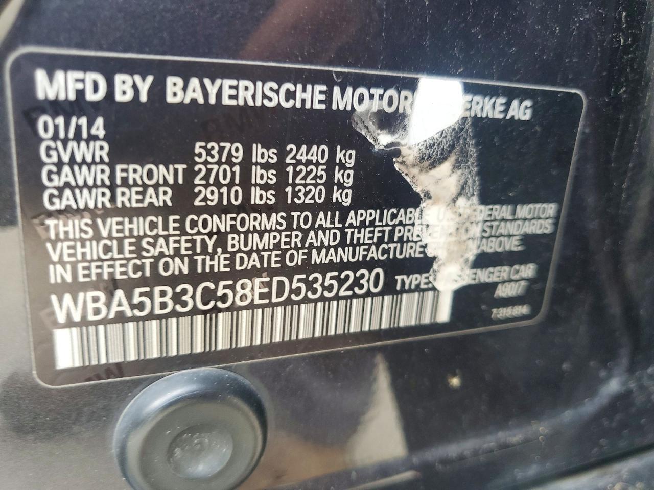 2014 Bmw 535 Xi Gray vin: WBA5B3C58ED535230