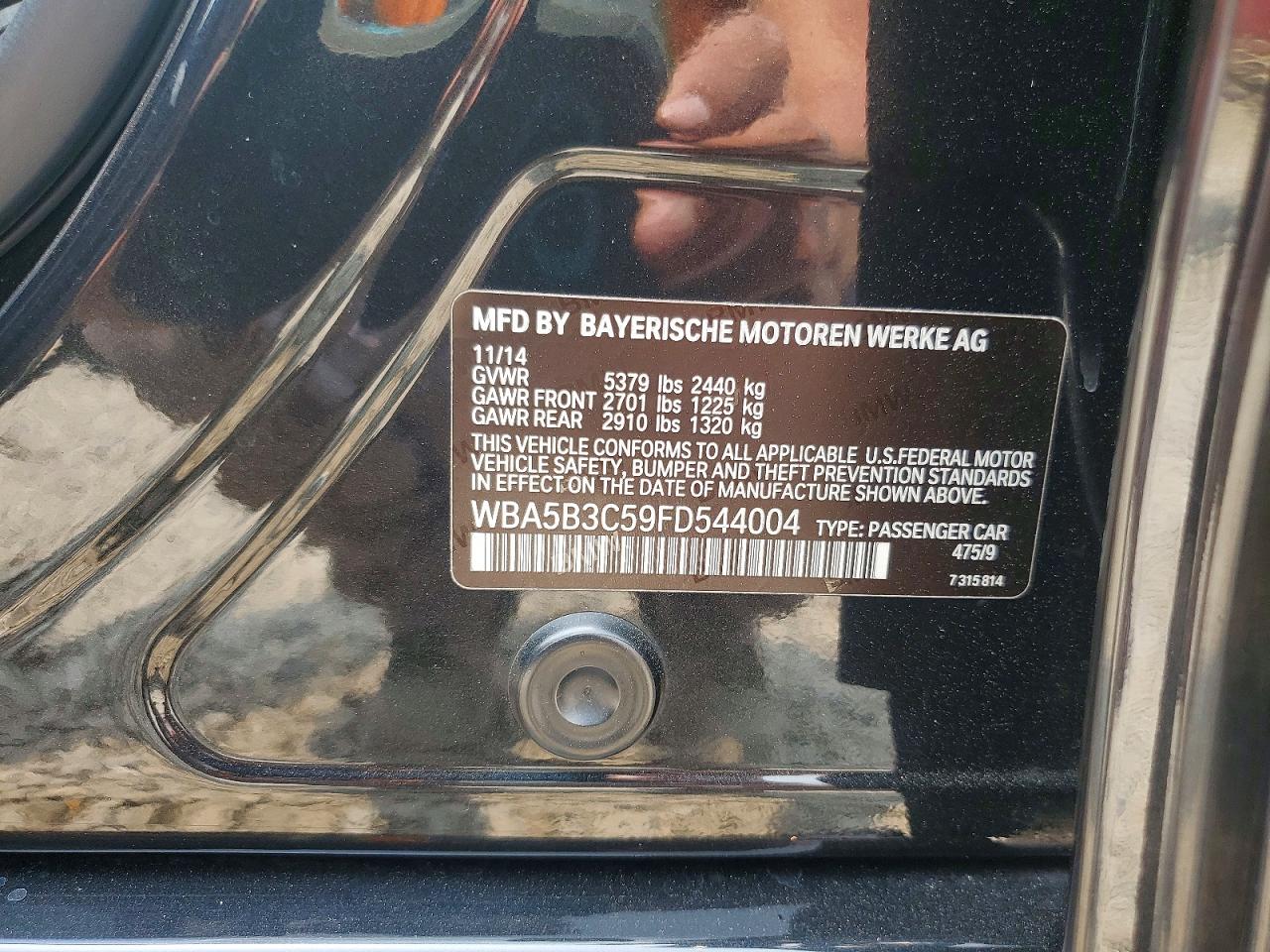 2015 Bmw 535 Xi Black vin: WBA5B3C59FD544004