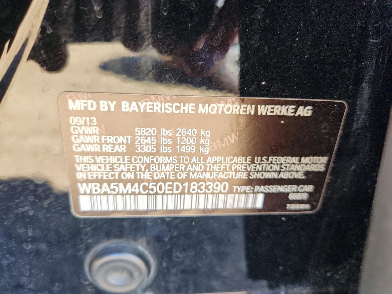 2014 Bmw 535 Xigt Черный vin: WBA5M4C50ED183390