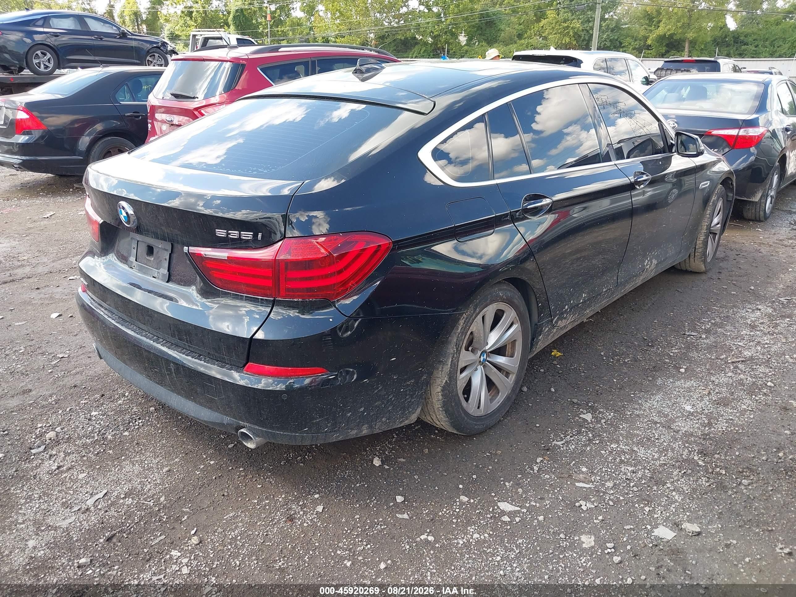 2015 Bmw 535i Gran Turismo Xdrive Черный vin: WBA5M4C57FD184053
