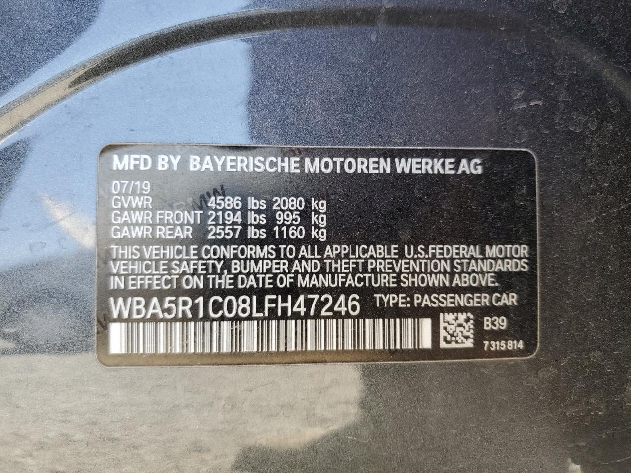 2020 Bmw 330i Gray vin: WBA5R1C08LFH47246
