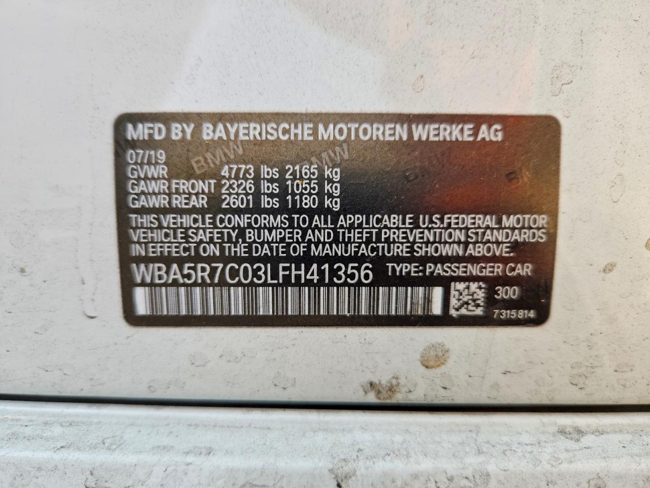 2020 Bmw 330xi Белый vin: WBA5R7C03LFH41356