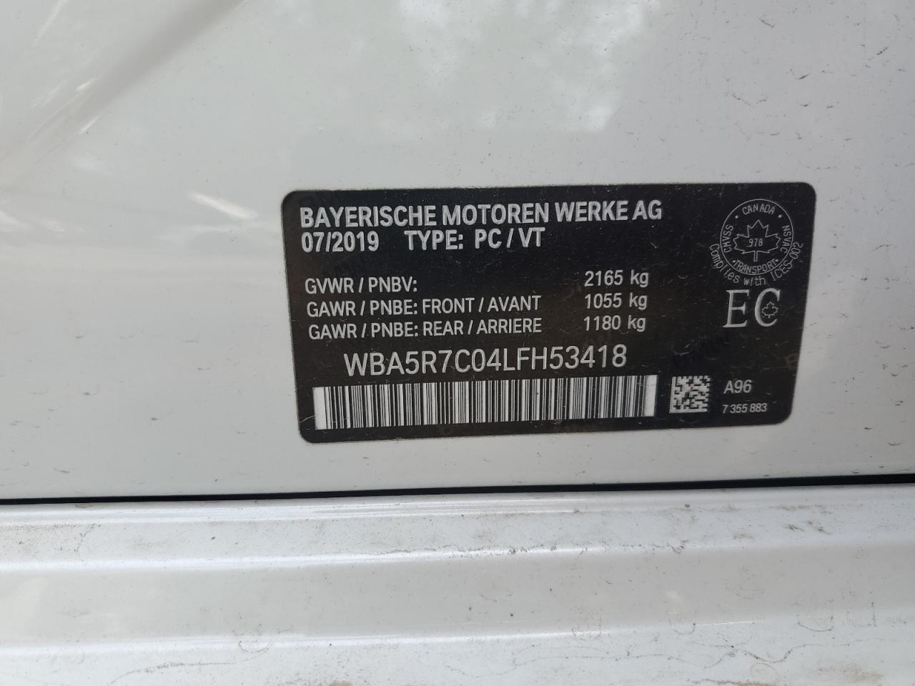 2020 Bmw 330xi    White vin: WBA5R7C04LFH53418