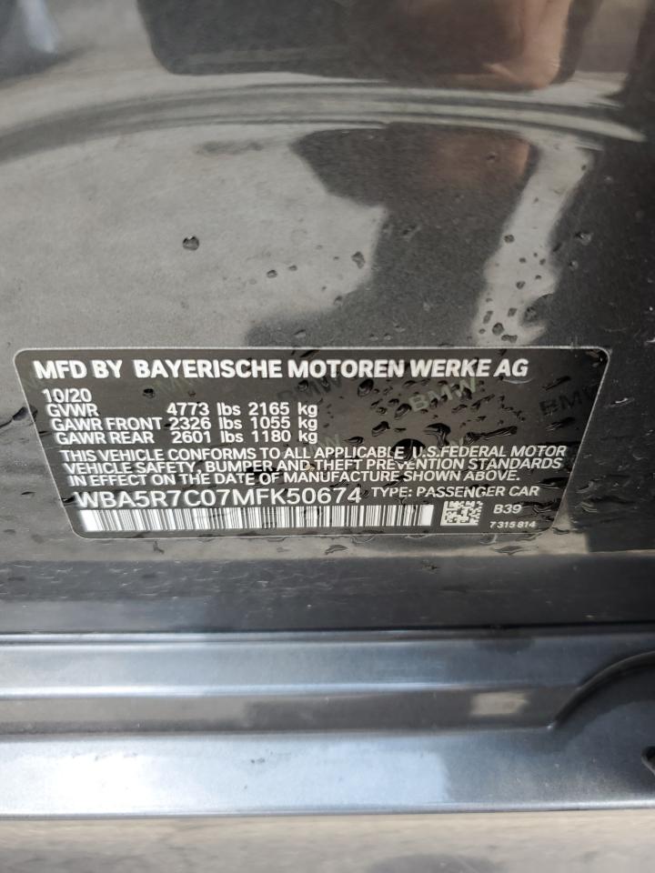 2021 Bmw 330xi    Gray vin: WBA5R7C07MFK50674