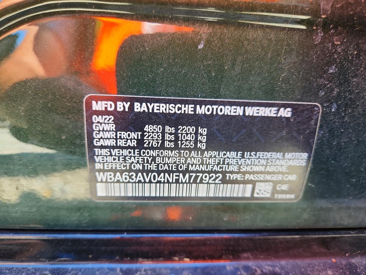 2022 Bmw 430i Gran Coupe Green vin: WBA63AV04NFM77922