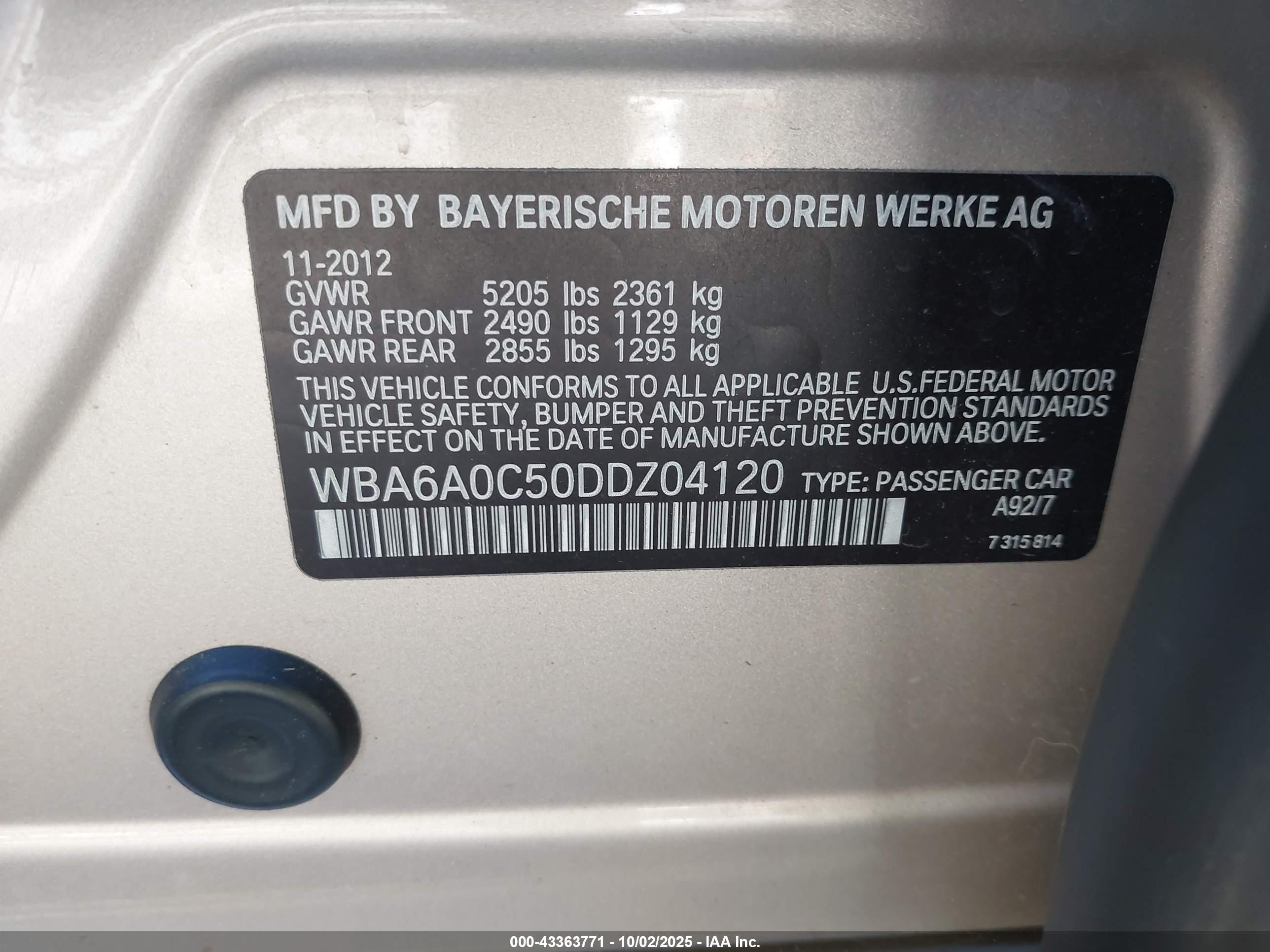 2013 Bmw 640i Gran Coupe   Gold vin: WBA6A0C50DDZ04120