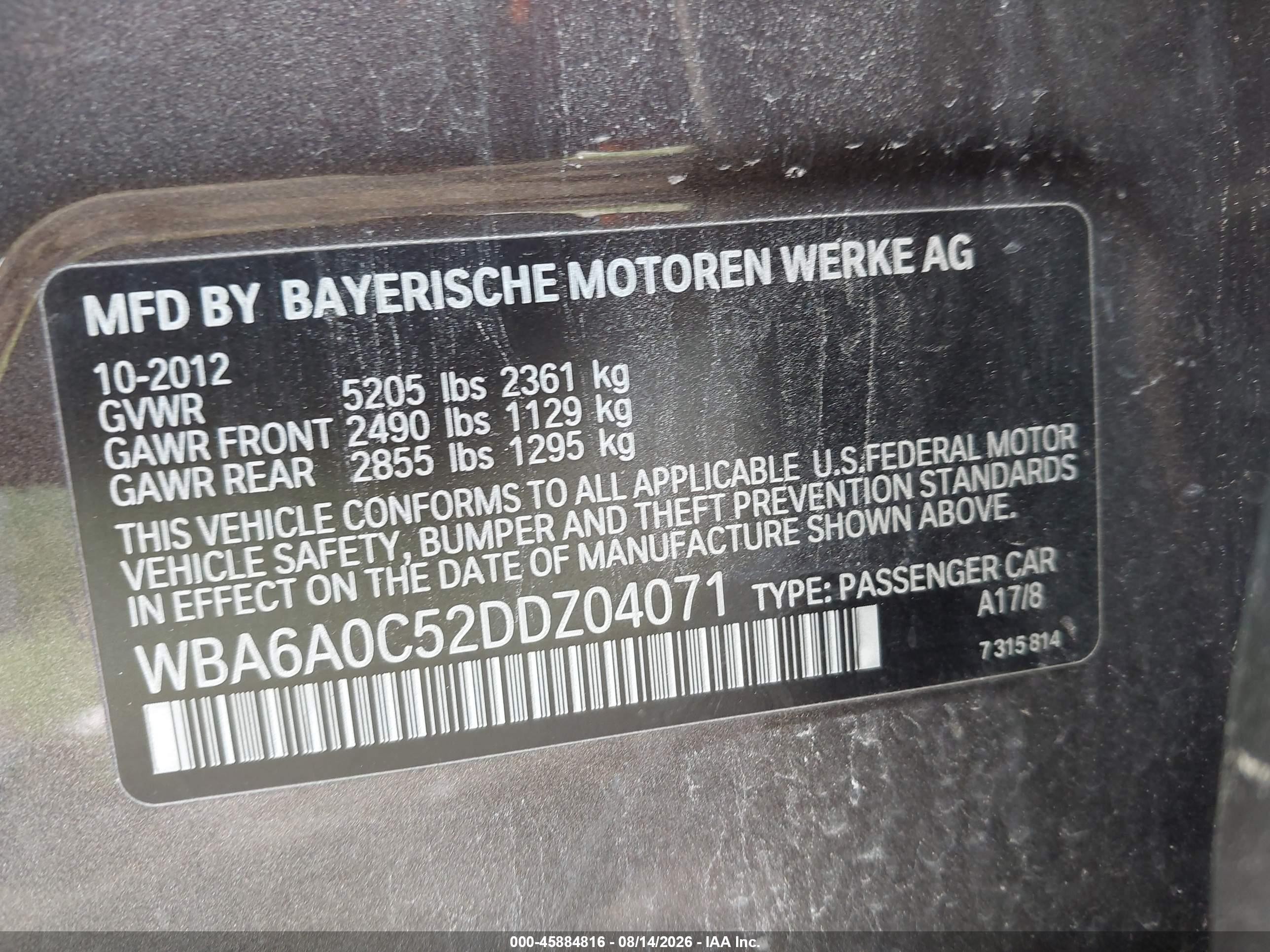 2013 Bmw 640i Gran Coupe   Champagne vin: WBA6A0C52DDZ04071