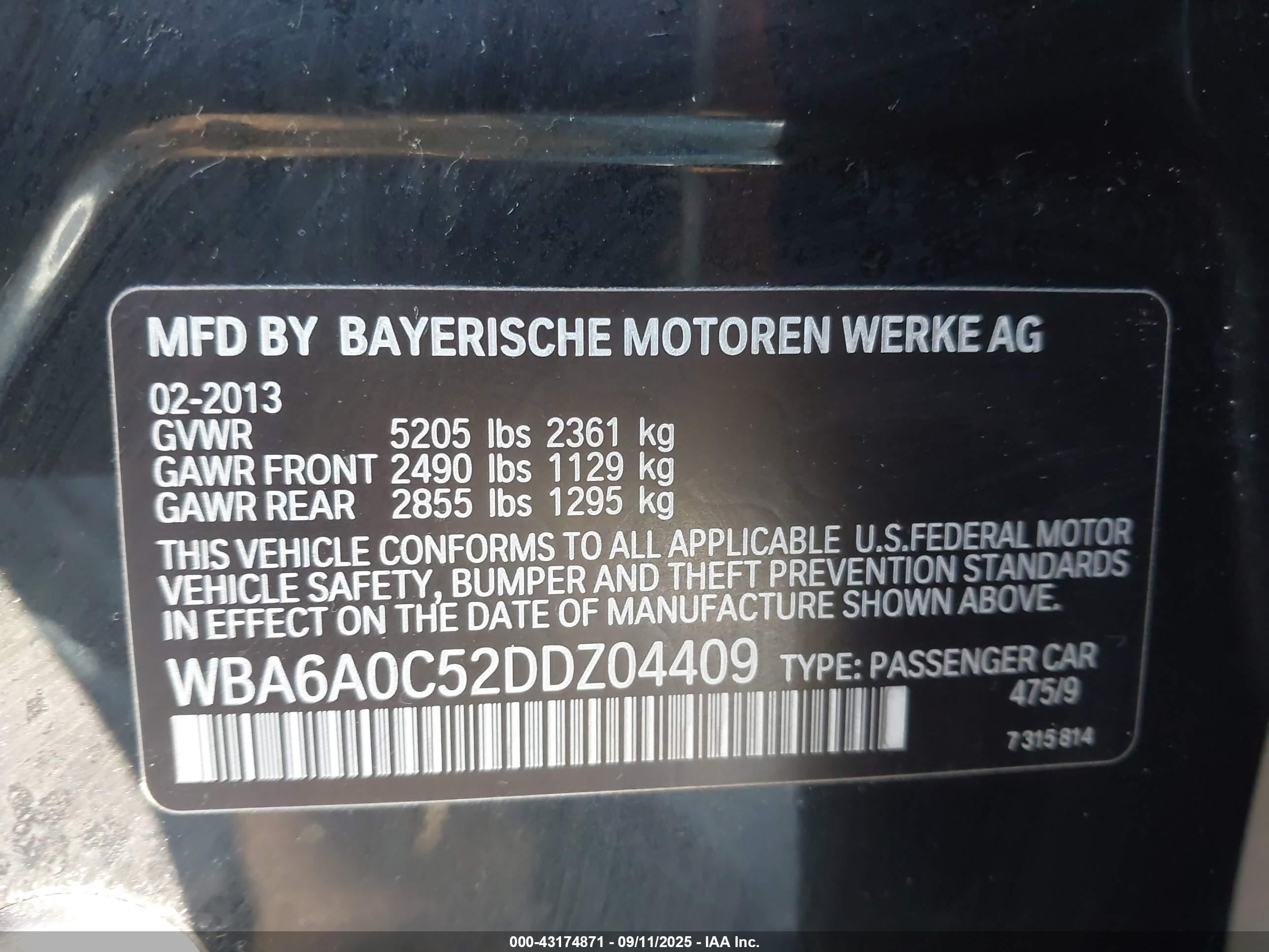 2013 Bmw 640i Gran Coupe   Black vin: WBA6A0C52DDZ04409