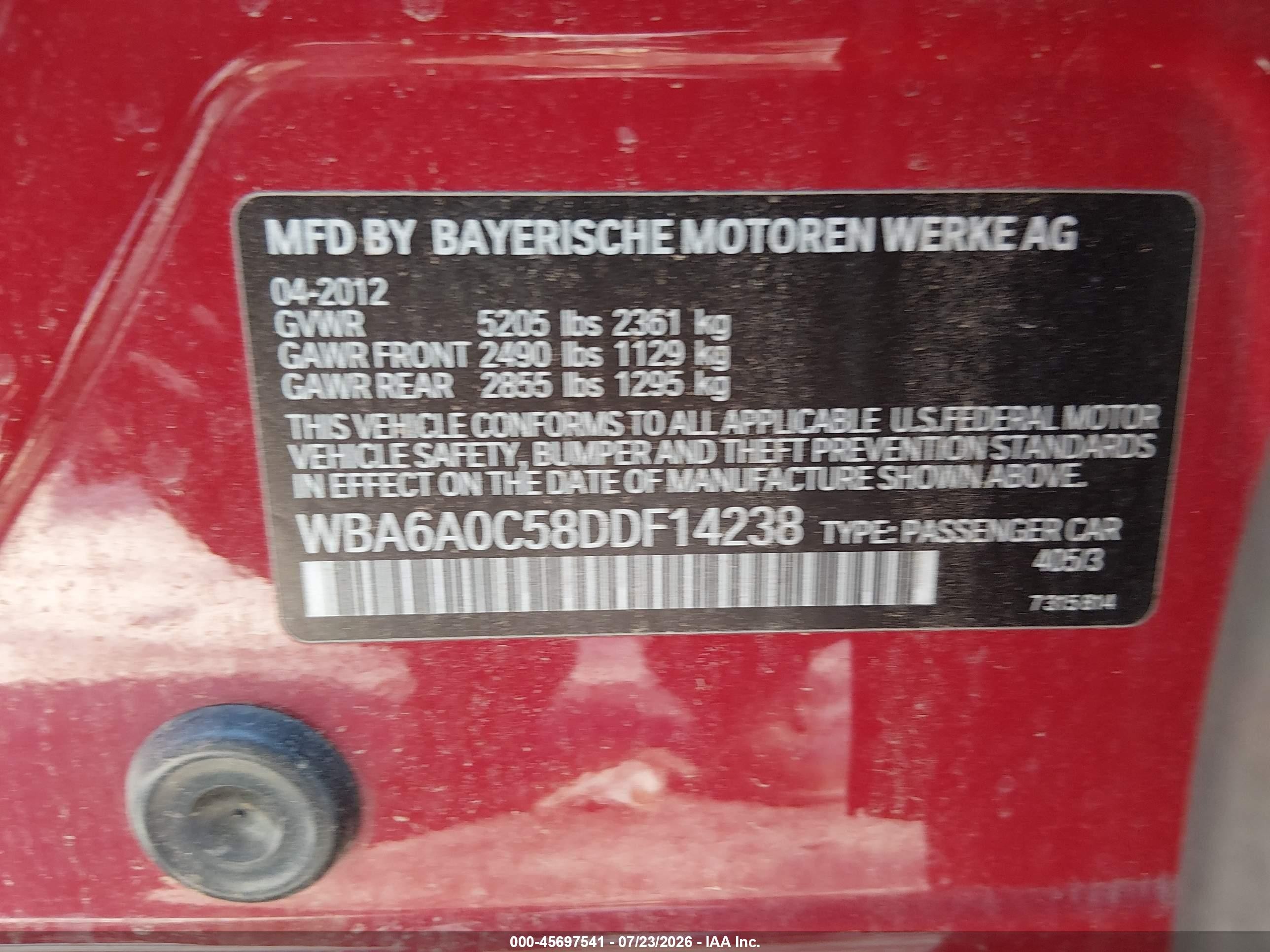 2013 Bmw 640i Gran Coupe Red vin: WBA6A0C58DDF14238