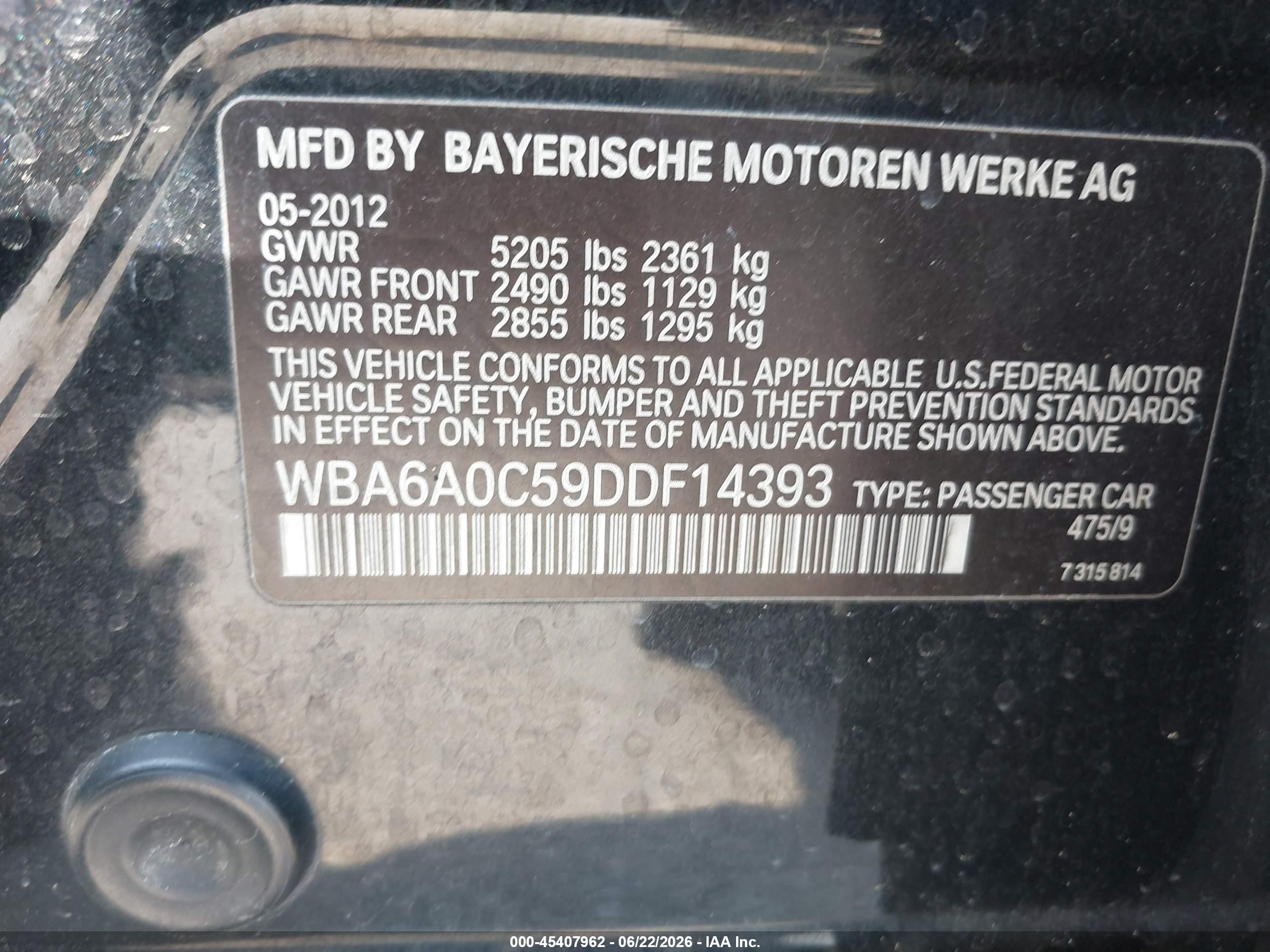 2013 Bmw 640i Gran Coupe   Black vin: WBA6A0C59DDF14393