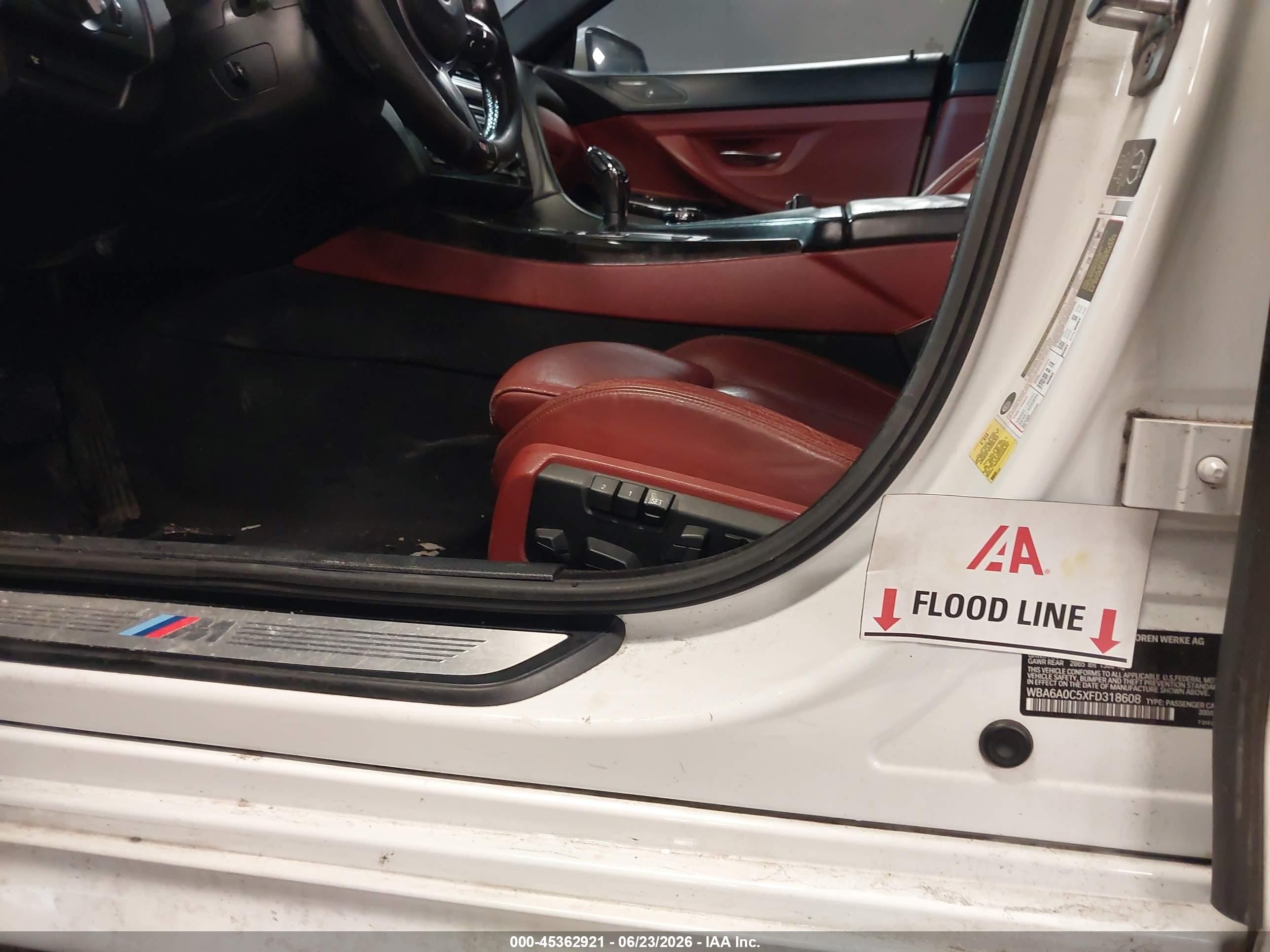 2015 Bmw 640i Gran Coupe   White vin: WBA6A0C5XFD318608