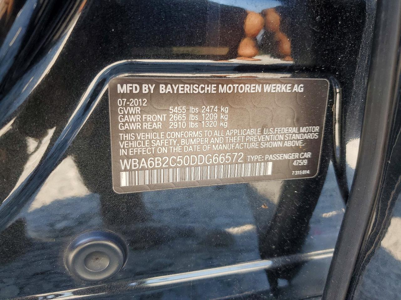 2013 Bmw 650 I Black vin: WBA6B2C50DDG66572