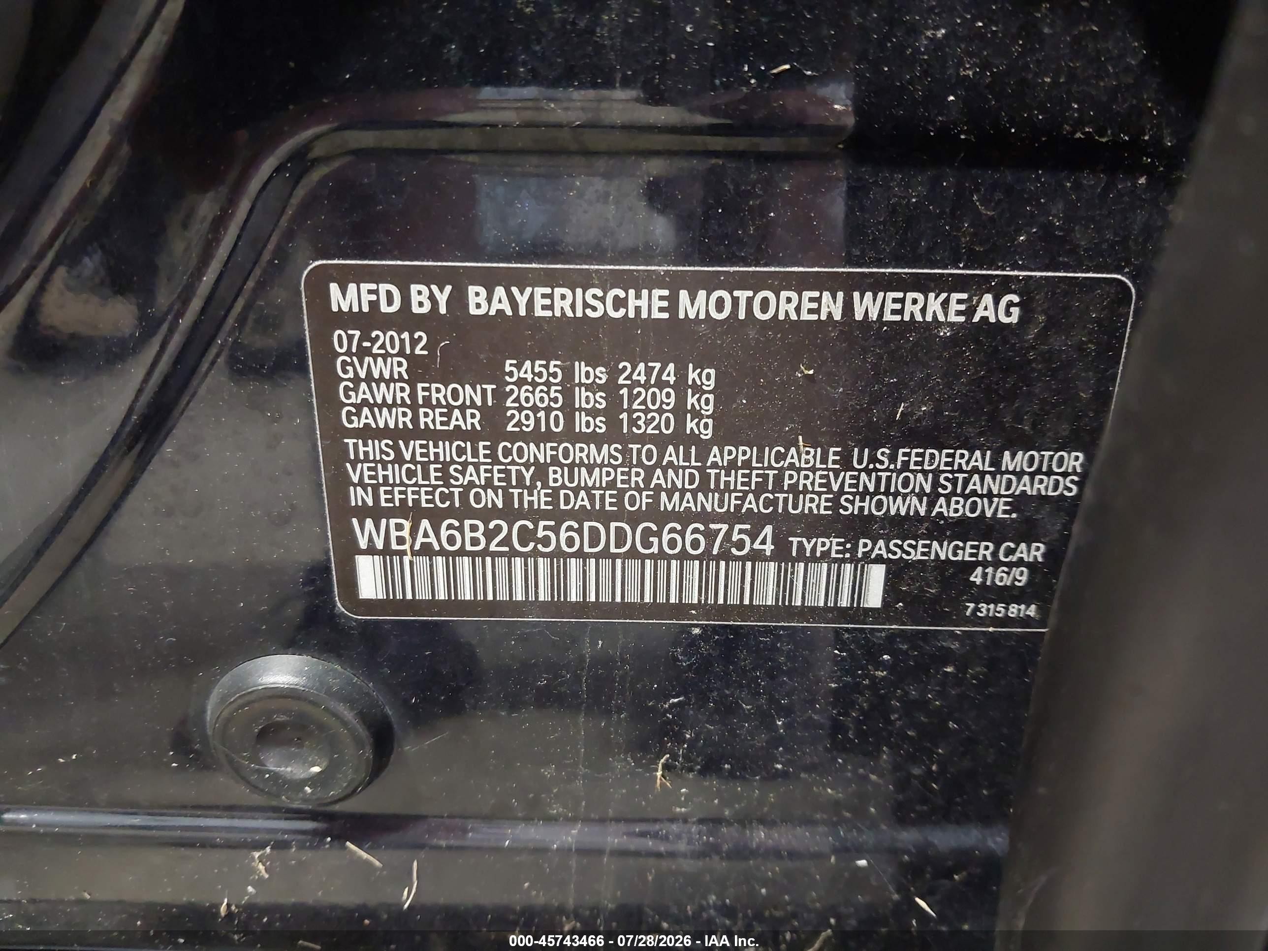 2013 Bmw 650i Gran Coupe   Dark Blue vin: WBA6B2C56DDG66754