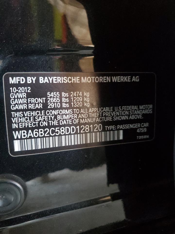 2013 Bmw 650 I Black vin: WBA6B2C58DD128120