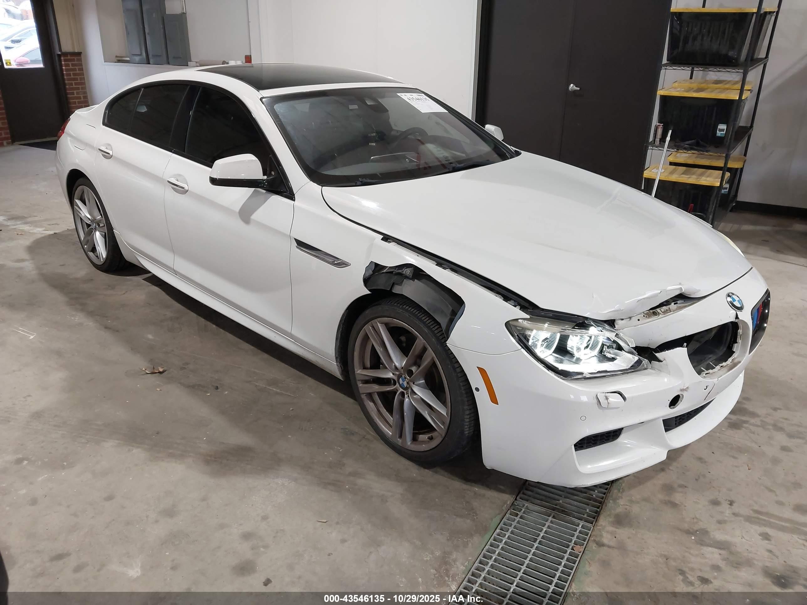 2014 Bmw 650i Gran Coupe White vin: WBA6B2C58ED129009