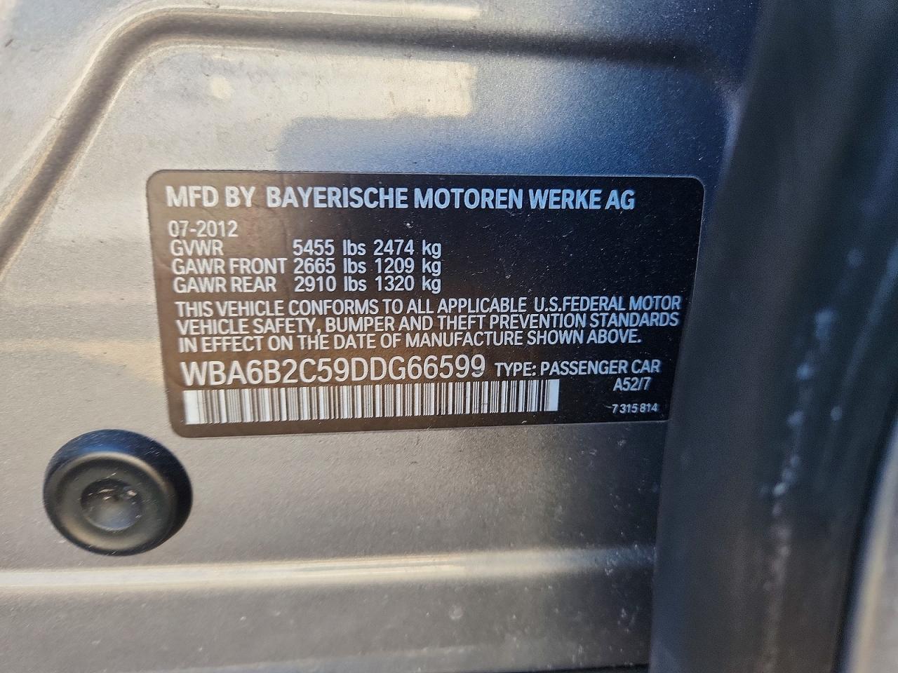 2013 Bmw 650 I Silver vin: WBA6B2C59DDG66599