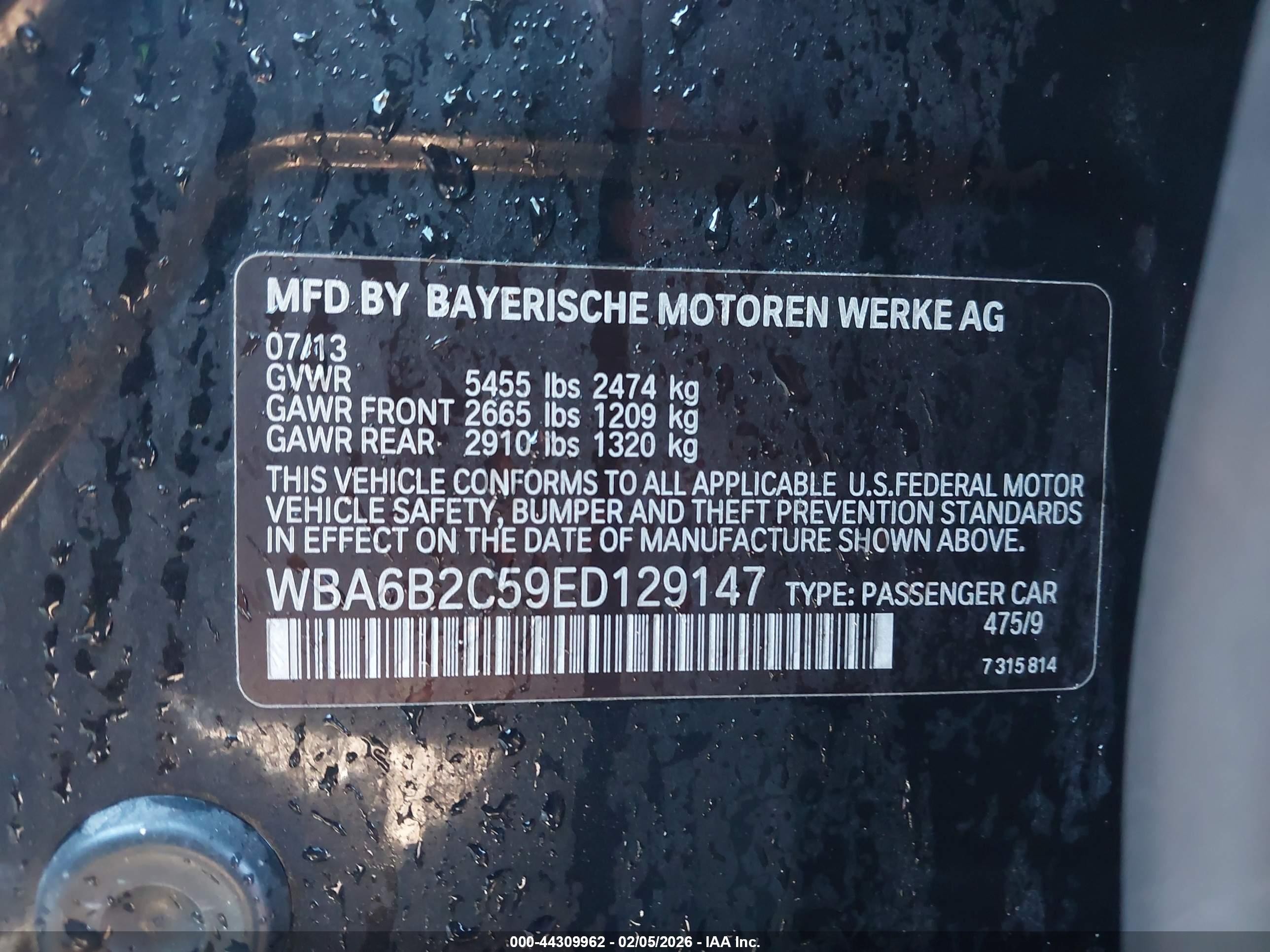 2014 Bmw 650i Gran Coupe   Black vin: WBA6B2C59ED129147