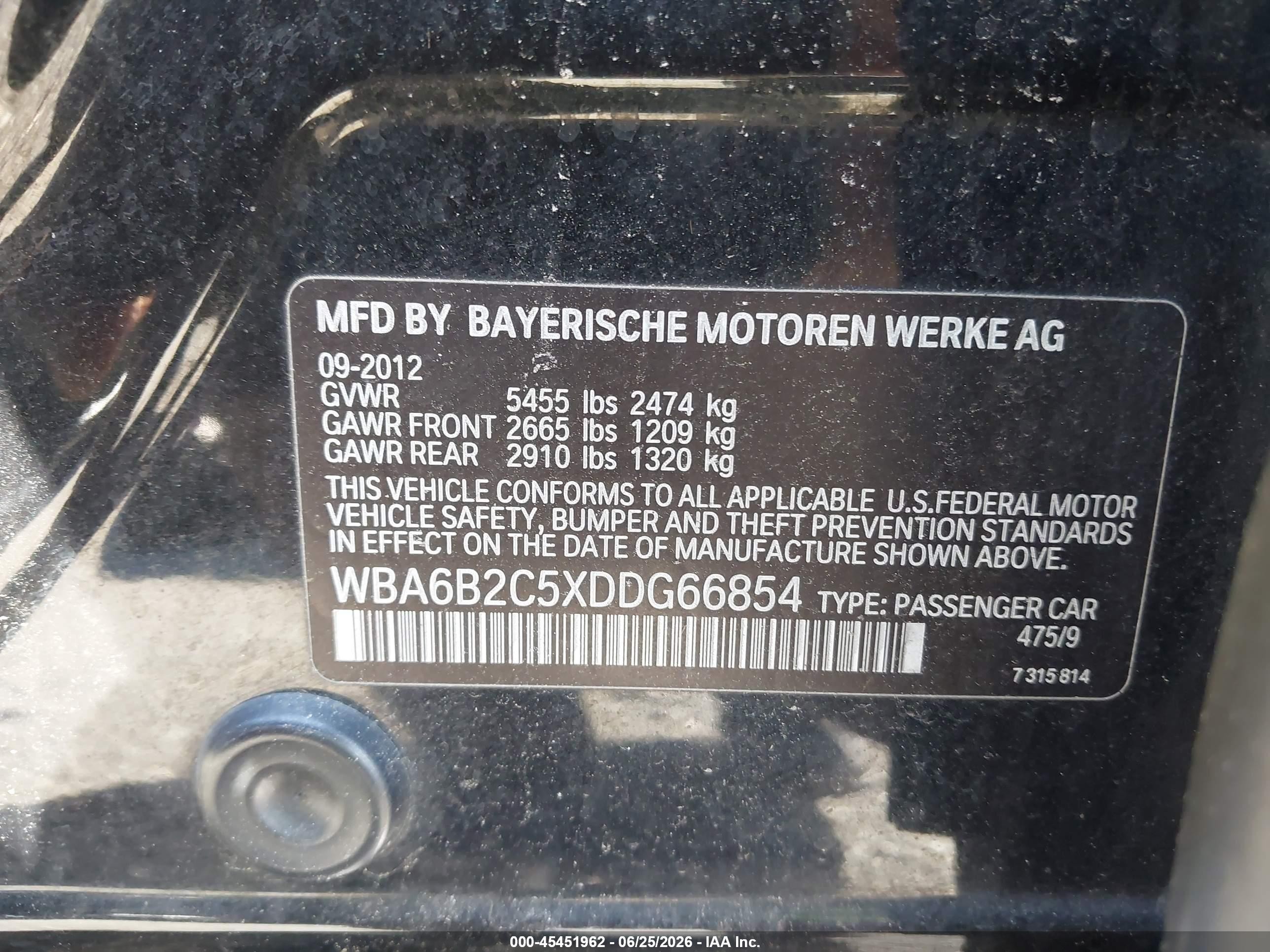 2013 Bmw 650i Gran Coupe   Black vin: WBA6B2C5XDDG66854