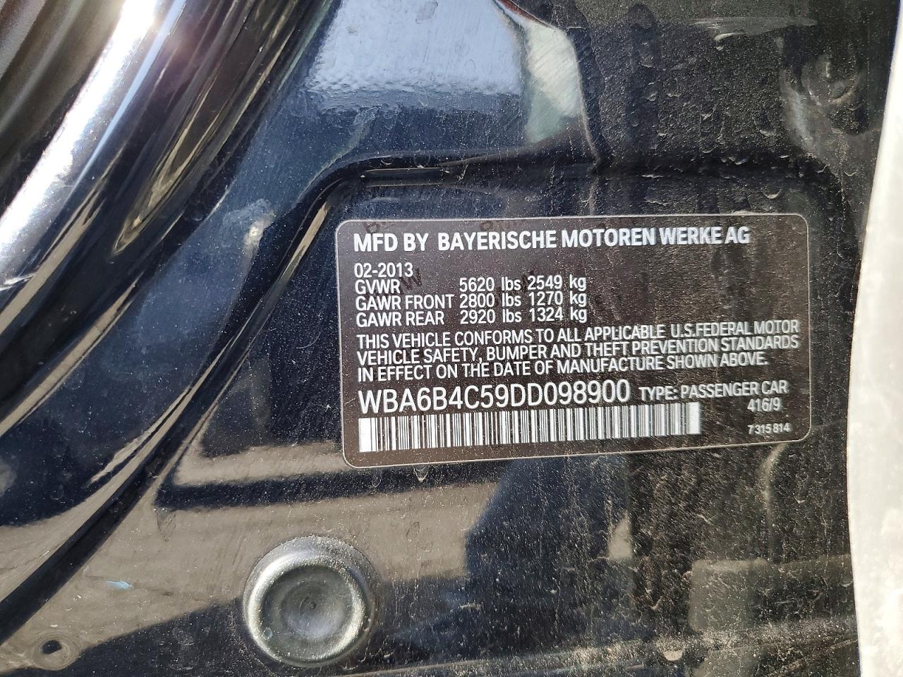 2013 Bmw 650 Xi Blue vin: WBA6B4C59DD098900