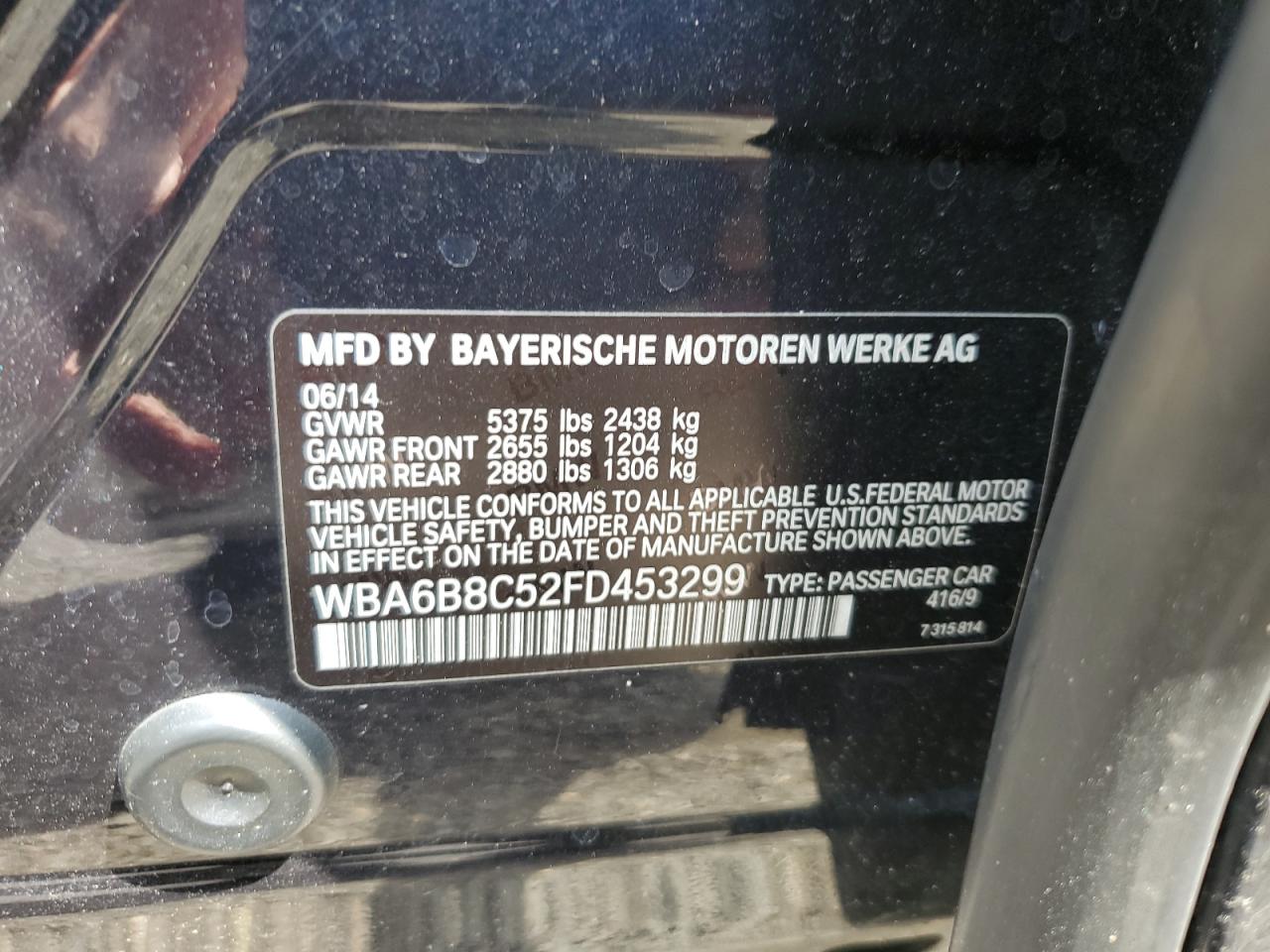 2015 Bmw 640 Xi Gran Coupe Blue vin: WBA6B8C52FD453299