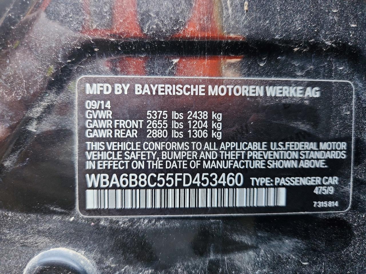 2015 Bmw 640 Xi Gran Coupe Черный vin: WBA6B8C55FD453460