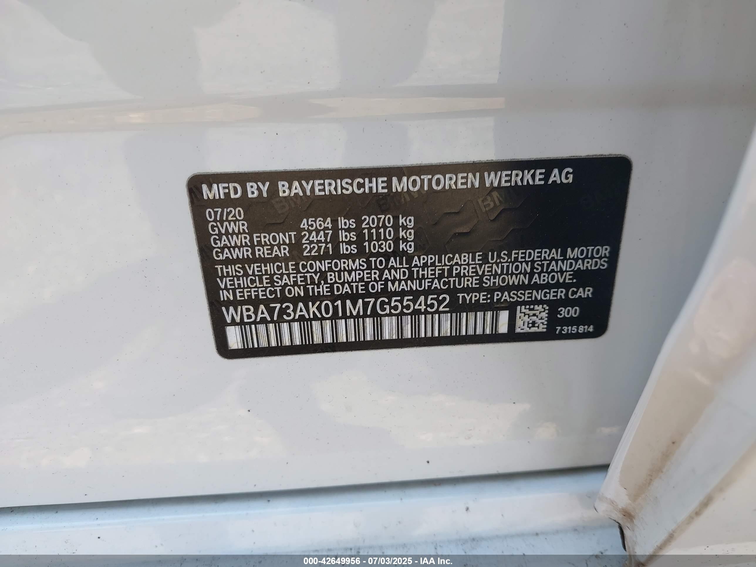 2021 Bmw 228i Gran Coupe Xdrive White vin: WBA73AK01M7G55452