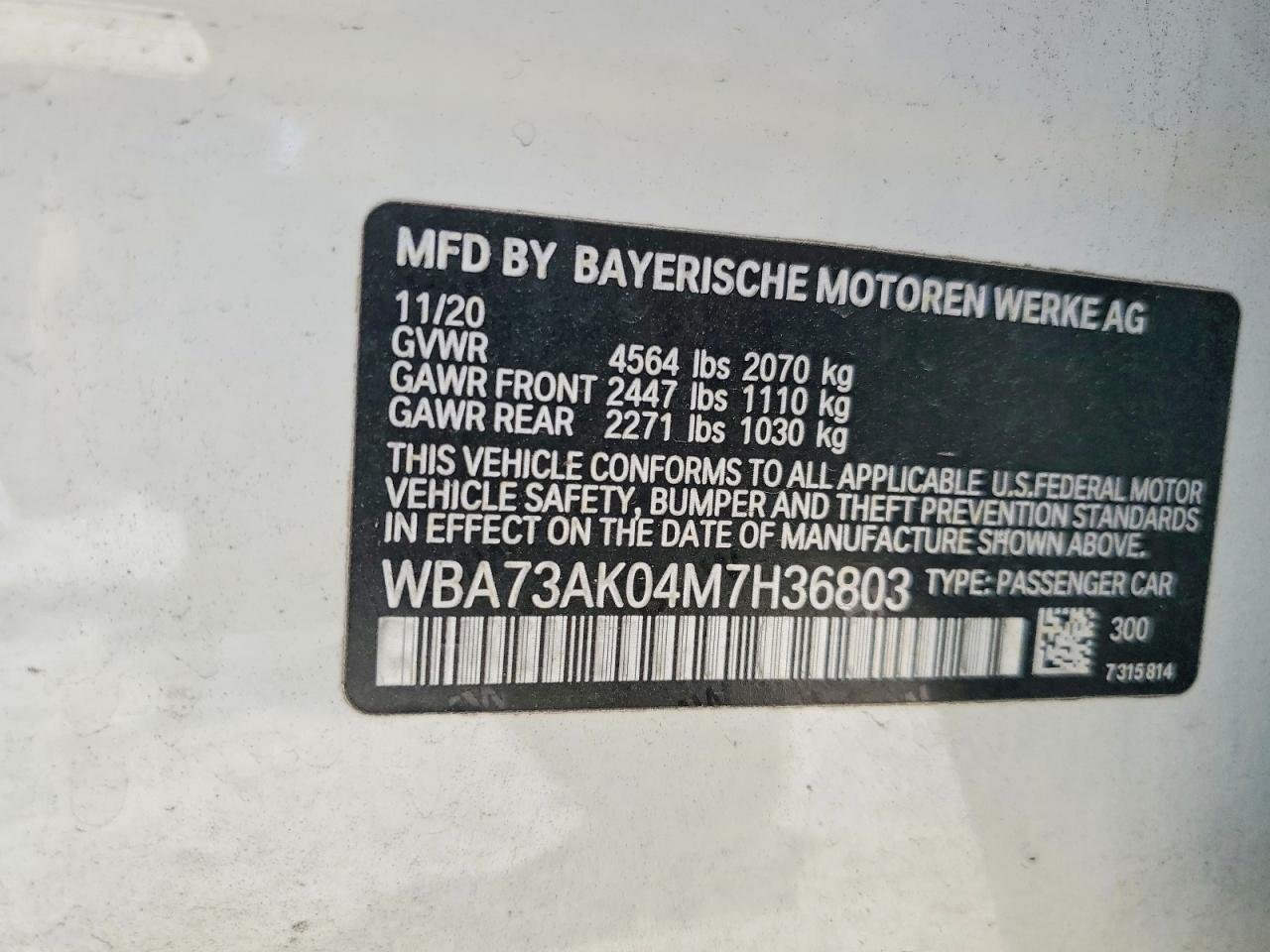 2021 Bmw 228xi White vin: WBA73AK04M7H36803