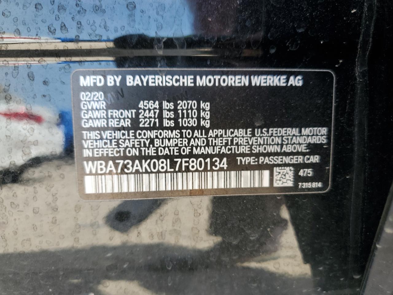 2020 Bmw 228xi Black vin: WBA73AK08L7F80134