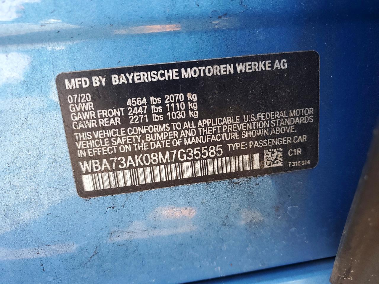 2021 Bmw 228xi Серый vin: WBA73AK08M7G35585