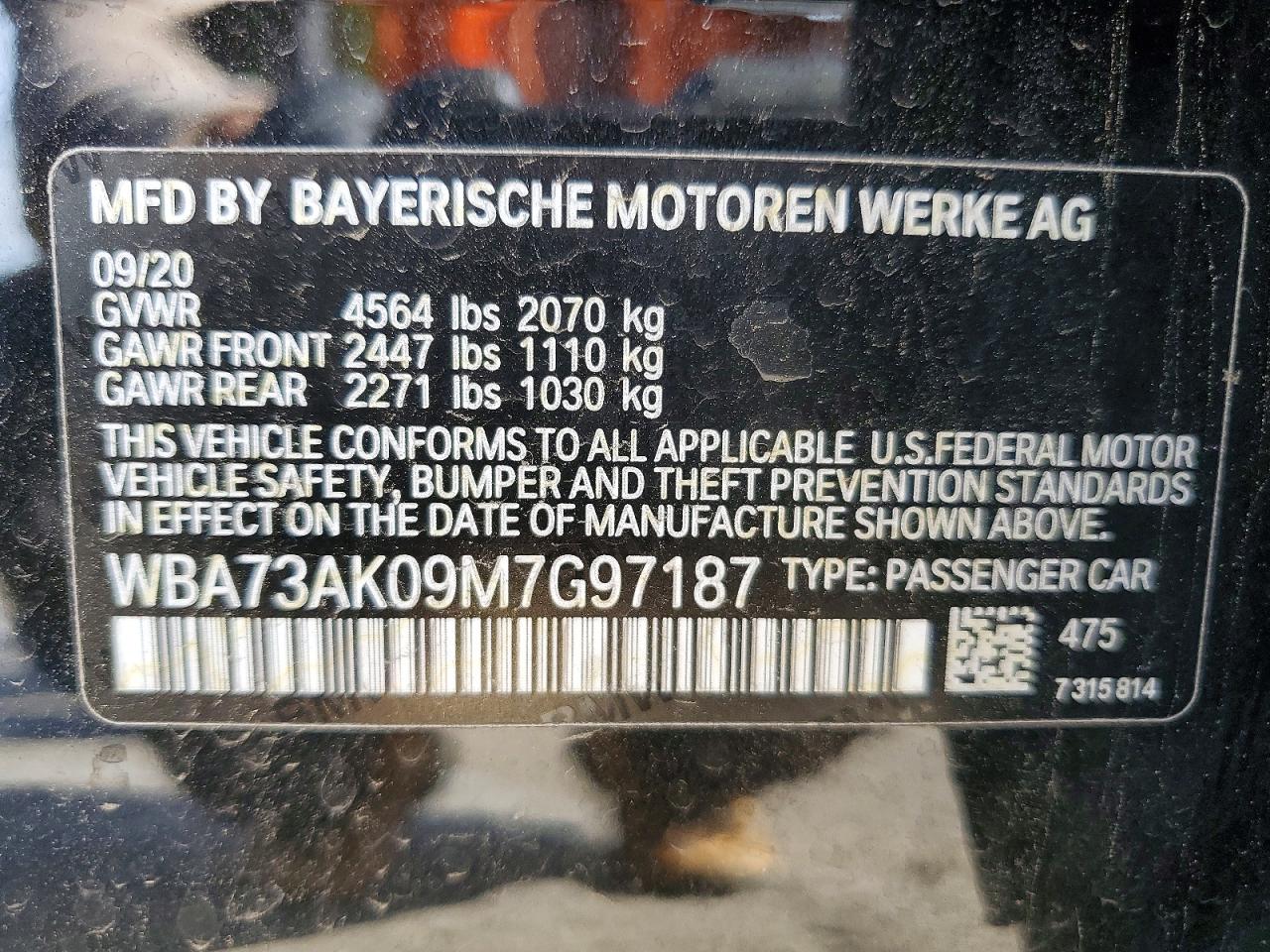 2021 Bmw 228xi Black vin: WBA73AK09M7G97187