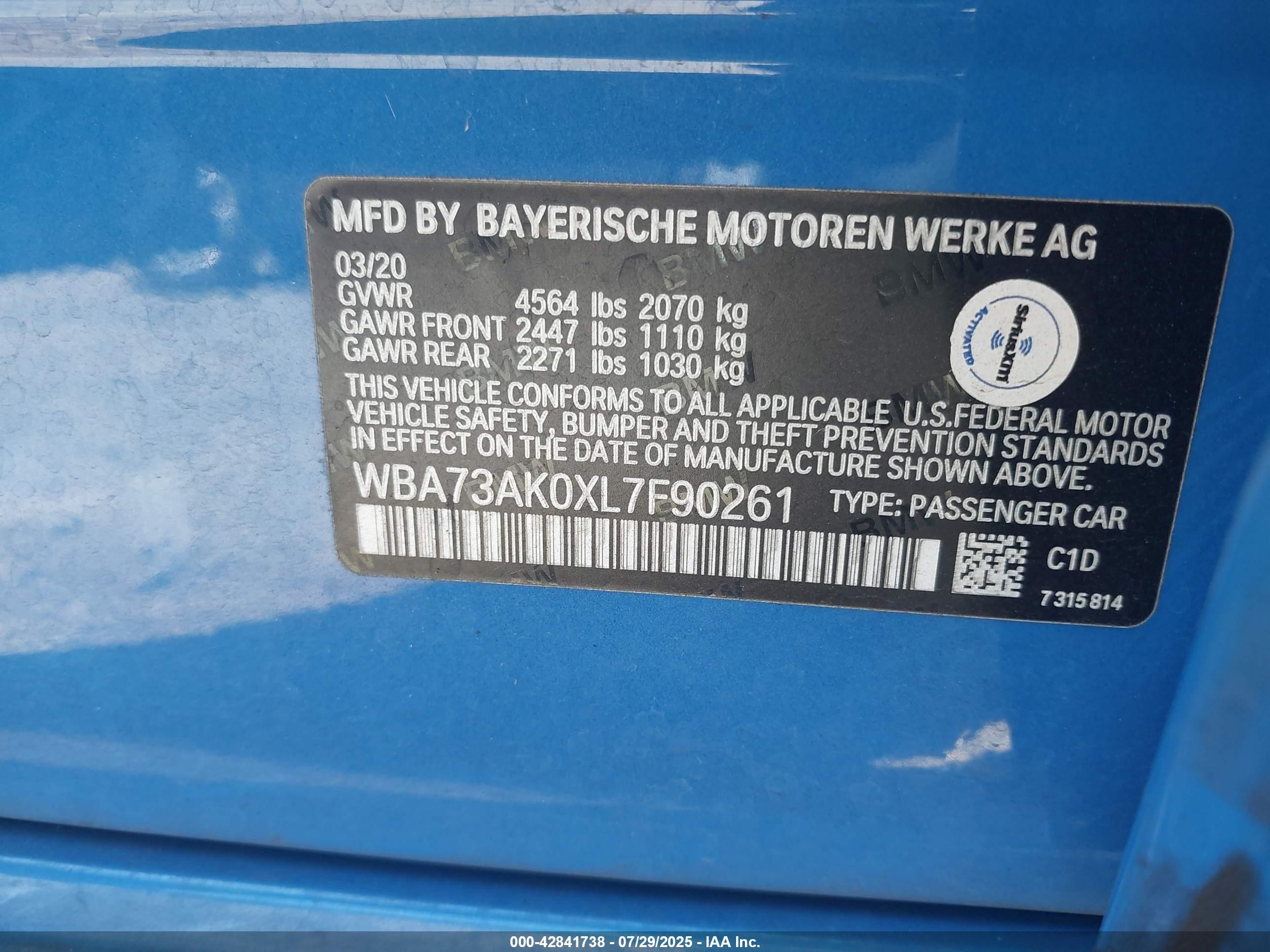 2020 Bmw 228i Gran Coupe Xdrive Blue vin: WBA73AK0XL7F90261