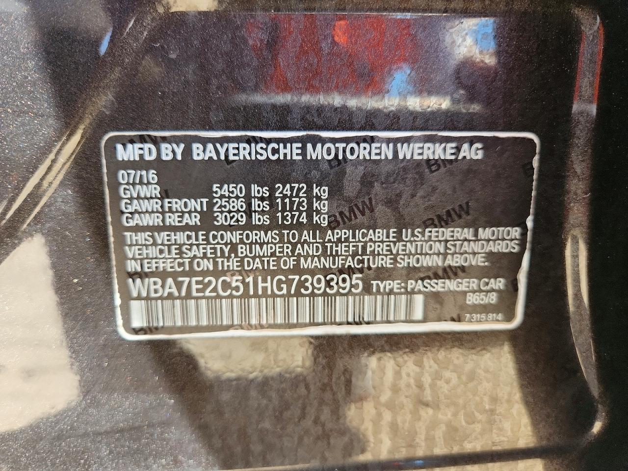 2017 Bmw 740 I Charcoal vin: WBA7E2C51HG739395