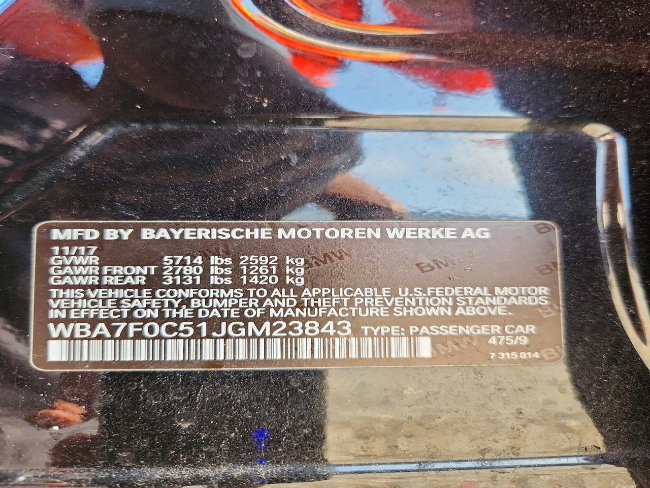 2018 Bmw 750 I Black vin: WBA7F0C51JGM23843
