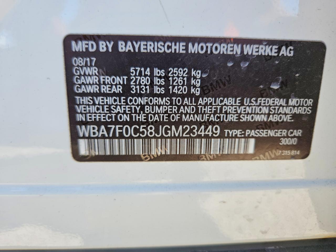 2018 Bmw 750 I White vin: WBA7F0C58JGM23449