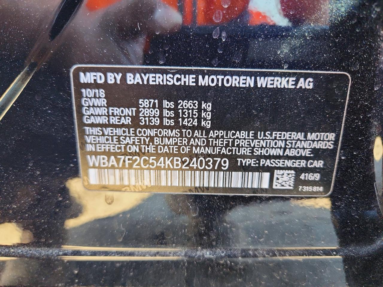 2019 Bmw 750 Xi Blue vin: WBA7F2C54KB240379