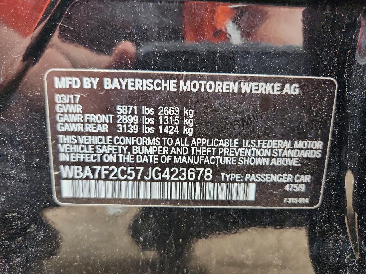 2018 Bmw 750 Xi Black vin: WBA7F2C57JG423678