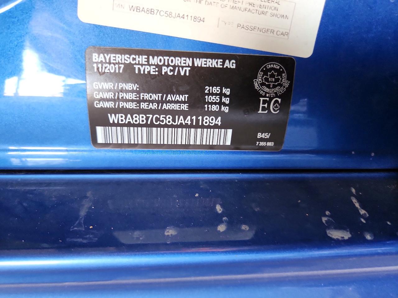 2018 Bmw 340 Xi Blue vin: WBA8B7C58JA411894