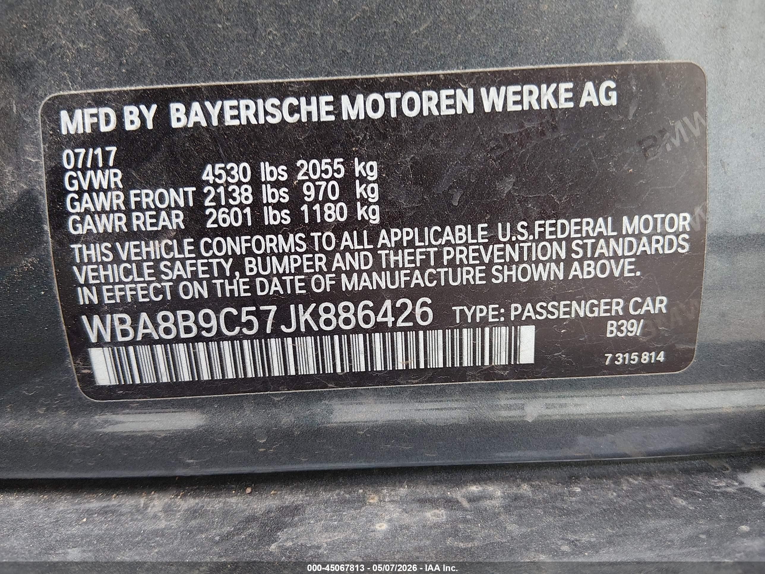 2018 Bmw 330i   Gray vin: WBA8B9C57JK886426