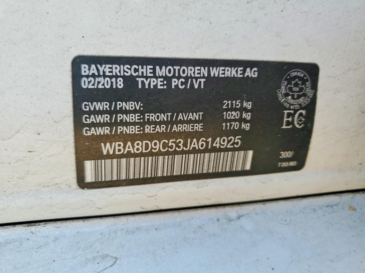 2018 Bmw 330 Xi White vin: WBA8D9C53JA614925