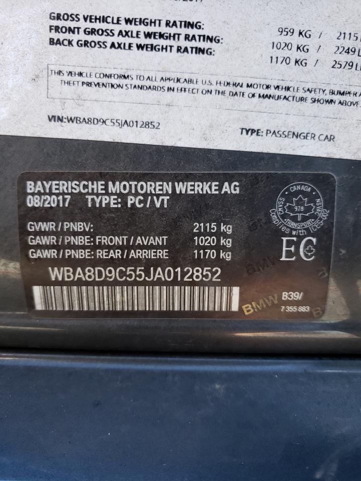 2018 Bmw 330 Xi Gray vin: WBA8D9C55JA012852